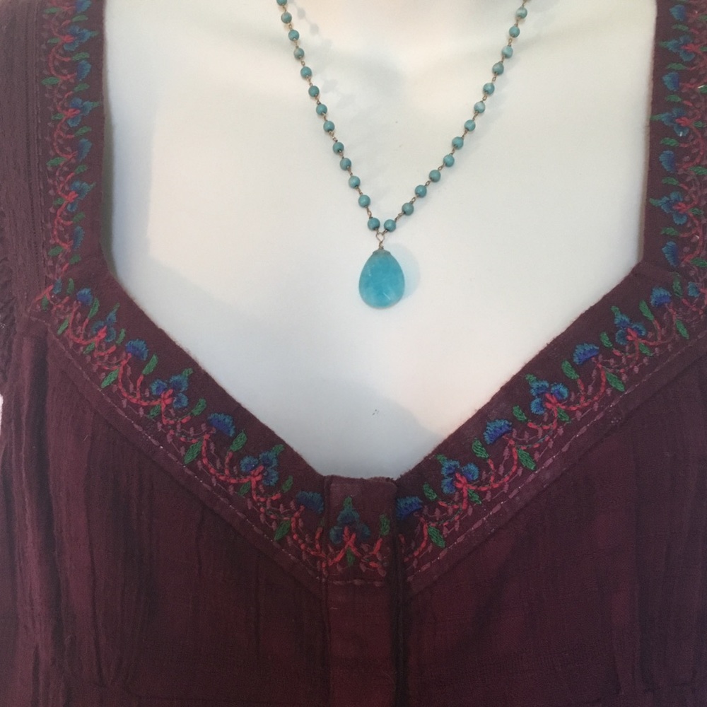 Burgundy sun dress.  So comfy and airy.